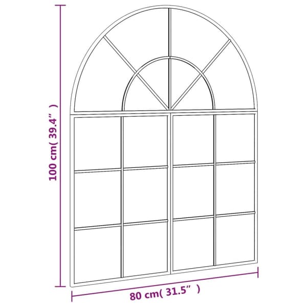 vidaXL Seinäpeili musta 80x100 cm kaari rauta