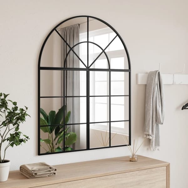 vidaXL Seinäpeili musta 80x100 cm kaari rauta