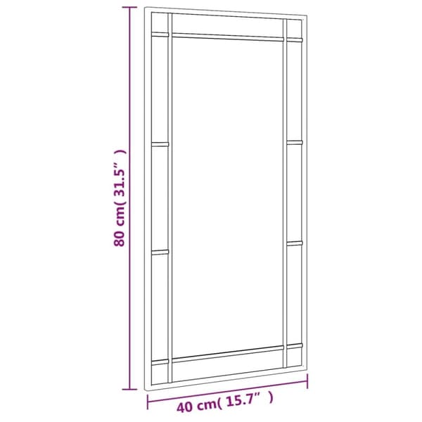 vidaXL Väggspegel svart 40x80 cm rektangulär järn