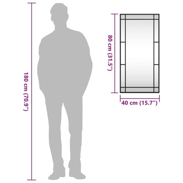 vidaXL Väggspegel svart 40x80 cm rektangulär järn