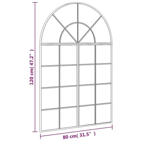vidaXL vægspejl 80x120 cm buet jern sort