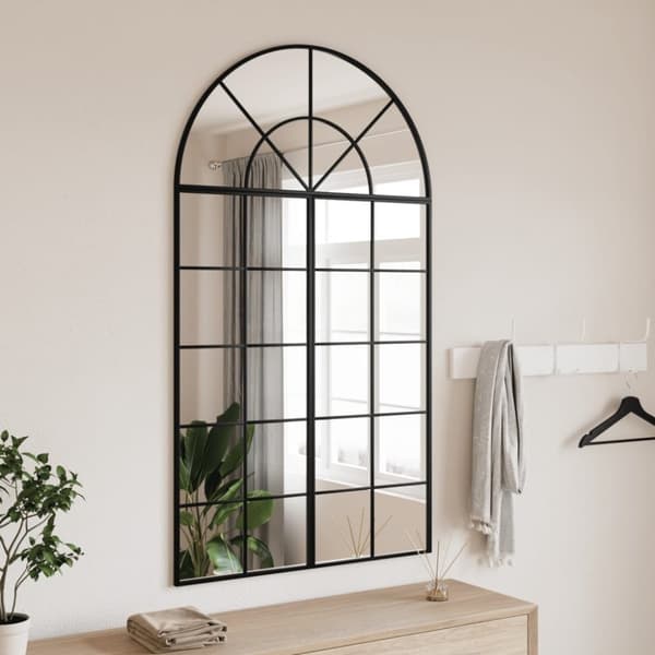 vidaXL vægspejl 80x140 cm buet jern sort
