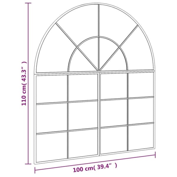 vidaXL Veggspeil svart 100x110 cm buet jern