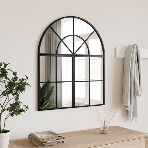 vidaXL vægspejl 60x70 cm buet jern sort