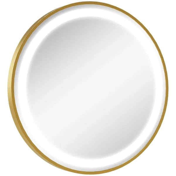 Rootz Badrumsspegel - Rund spegel med LED-belysning - Tidsvisning - Minnesfunktion - Aluminiumlegering - Guld + Silver - 60L x 4W x 60H cm