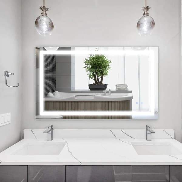 Rootz Badeværelsesspejl med Led-belysning - Hukommelsesfunktion - Touch Switch - Sprøjtsikker - Aluminiumslegering - Sølv - 100L x 60W x 3,2H cm