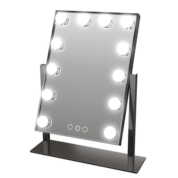 UNIQ New York Mega - Sminkspegel med 12 LED-lampor - Svart