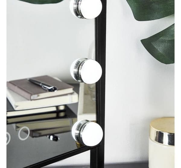UNIQ New York Mega - Sminkspegel med 12 LED-lampor - Svart