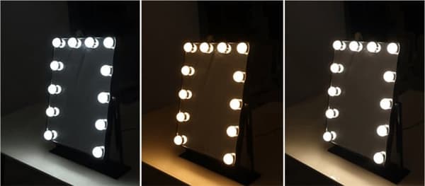 UNIQ New York Mega - Sminkspegel med 12 LED-lampor - Svart
