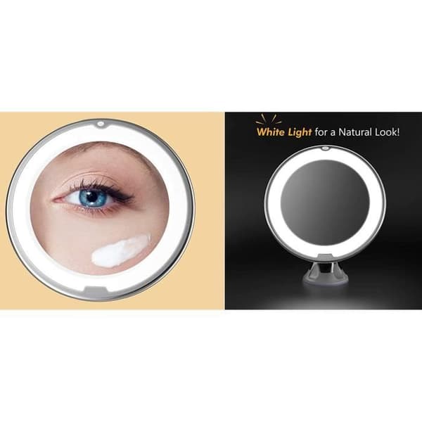 10x förstorande sminkspegel med LED-lampor 360° sugkoppsspegel Bärbar sminkspegel