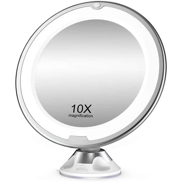 10x förstorande sminkspegel med LED-lampor 360° sugkoppsspegel Bärbar sminkspegel