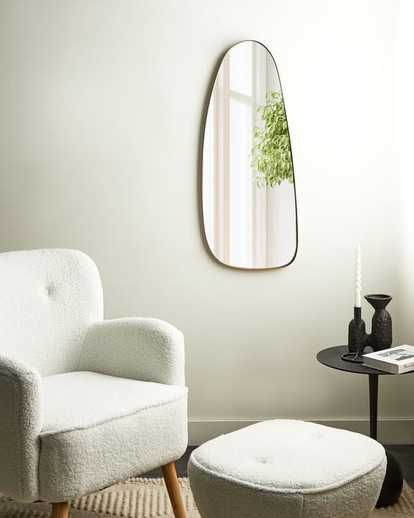 Veggspeil gull Jern Glass 39 x 95 cm Oval Dekorativ Hengende Dekor Moderne Minimalistisk Stue Soverom Entré