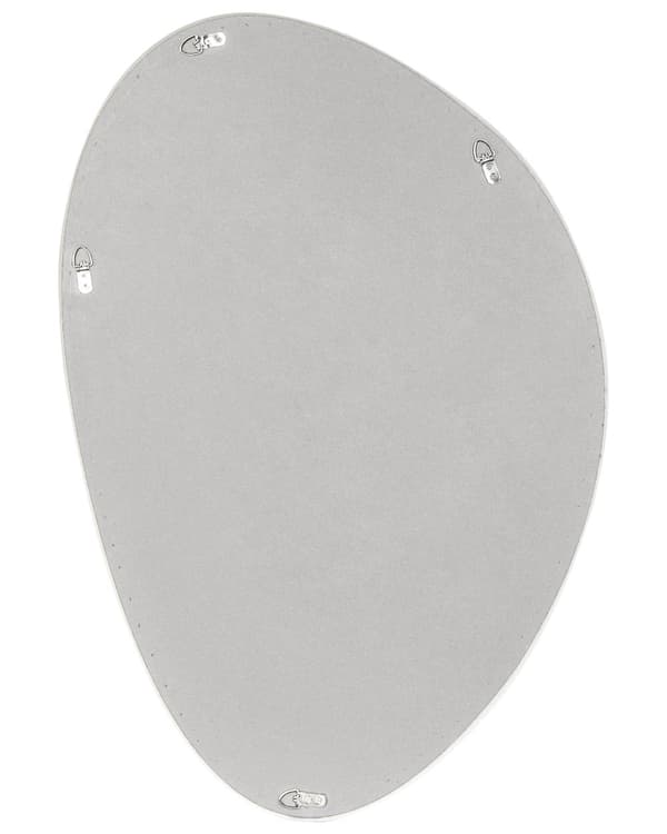 Seinäpeili luonnonvalkoinen samettiverhoiltu kehys 60 x 90 cm epäsymmetrinen muoto moderni tyyli