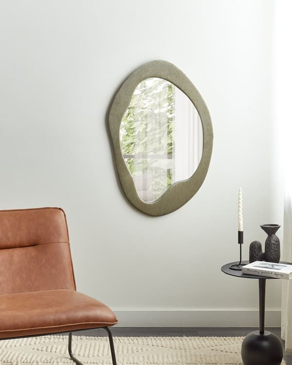Veggspeil Grønn MDF-ramme Glass 59 x 90 cm Uregelmessig form Dekorativt veggmontert aksentstykke Moderne stil