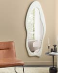 Miniatyrbilde 2 av 6: Veggspeil Hvit MDF-ramme Glass 57 x 160 cm Uregelmessig form Dekorativt veggmontert aksentstykke Moderne stil