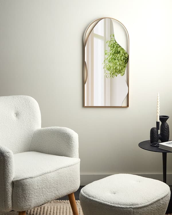 Veggspeil Gull Metall Glass 41 x 81 cm Oval Dekorativ Dekorativ Hengende Dekor Moderne Minimalistisk Stue Soverom Entré