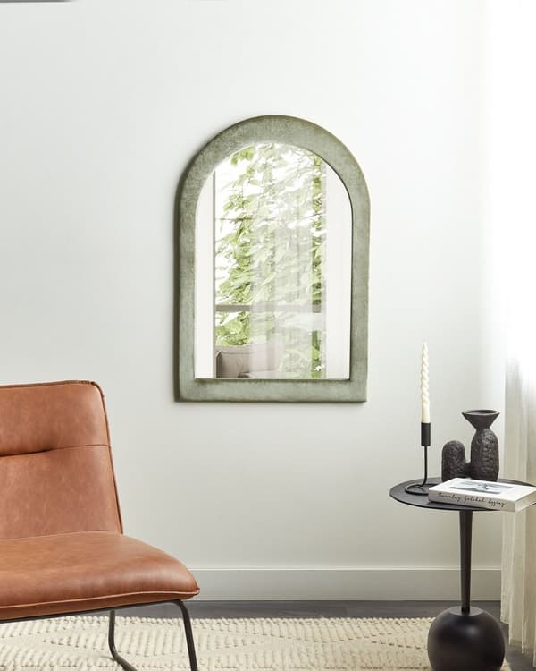 Veggspeil Grønn MDF-ramme Glass 60 x 90 cm Uregelmessig form Dekorativt veggmontert aksentstykke Moderne stil