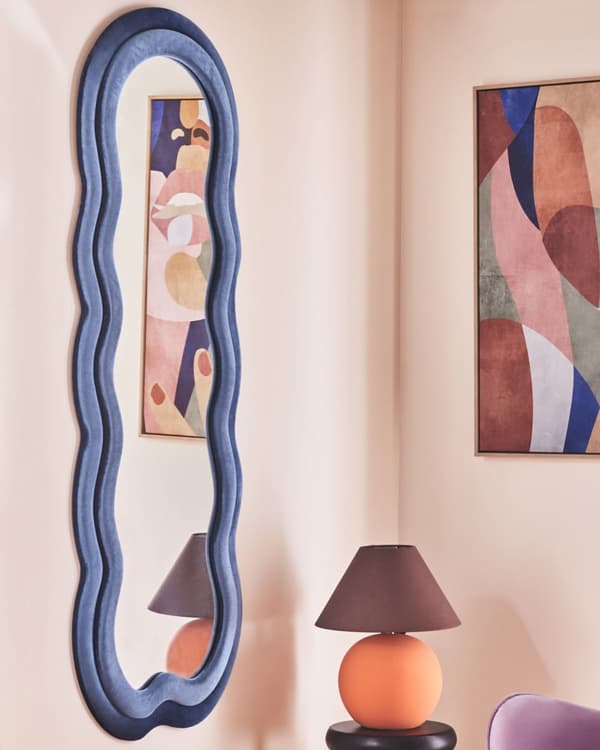 Veggspeil Blå MDF-ramme Glass 57 x 160 cm Uregelmessig form Dekorativt veggmontert aksentstykke Moderne stil