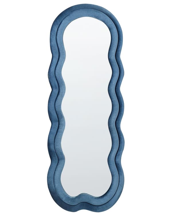 Veggspeil Blå MDF-ramme Glass 57 x 160 cm Uregelmessig form Dekorativt veggmontert aksentstykke Moderne stil