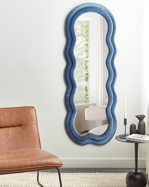Veggspeil Blå MDF-ramme Glass 57 x 160 cm Uregelmessig form Dekorativt veggmontert aksentstykke Moderne stil