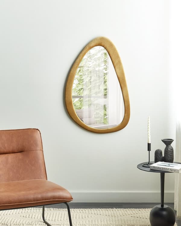 Veggspeil Gul MDF-ramme Glass 61 x 91 cm Uregelmessig form Dekorativt veggmontert aksentstykke Moderne stil