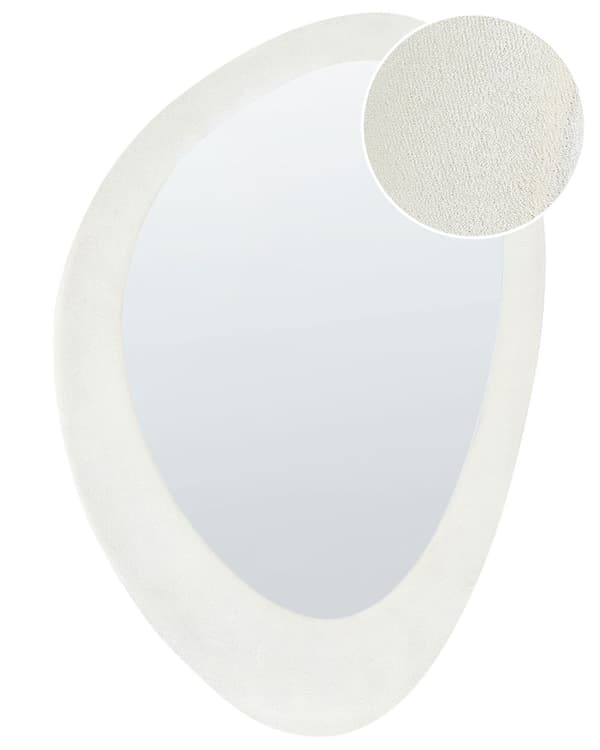 Vægspejl hvid MDF-ramme glas 60 x 90 cm uregelmæssig form moderne stil dekorativ hængende dekoration