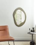 Miniatyrbillede 2 af 6: Vægspejl grøn MDF-ramme glas 59 x 90 cm uregelmæssig form moderne stil dekorativ hængende dekoration