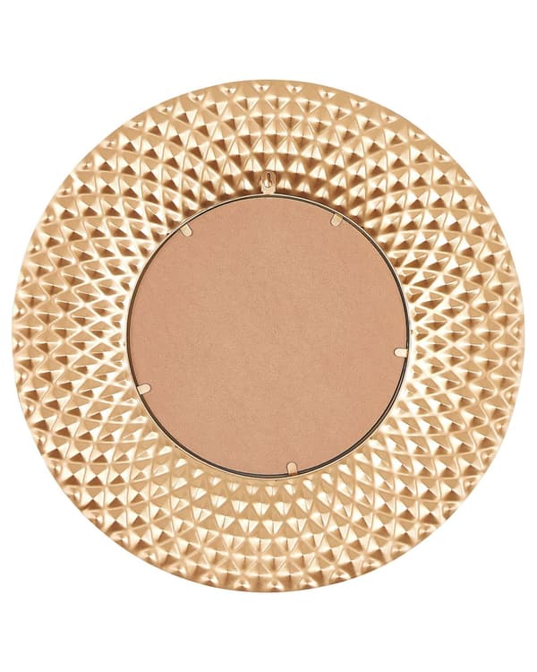 Vægspejl Guld ø 60 cm Dekorativ Rundt Spejl til Væg Design Entrespejl med Bred Ramme Håndlavet Dekoration