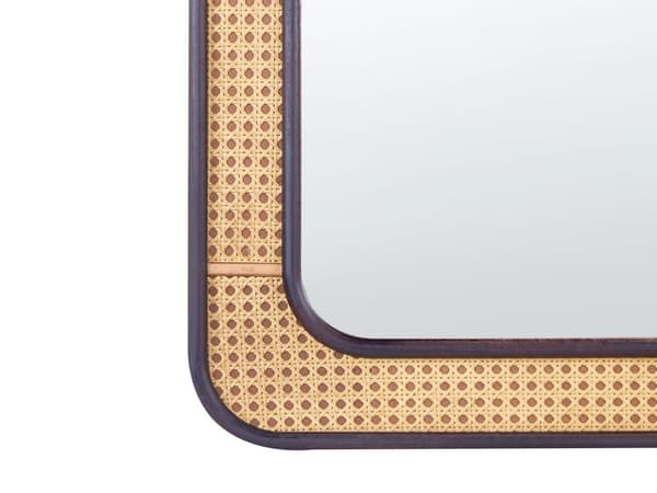 Vægspejl Lyst Træ 60 x 90 cm Dekorativ Rektangulært Spejl til Væg Design Entrespejl Flet Ramme Design Dekoration
