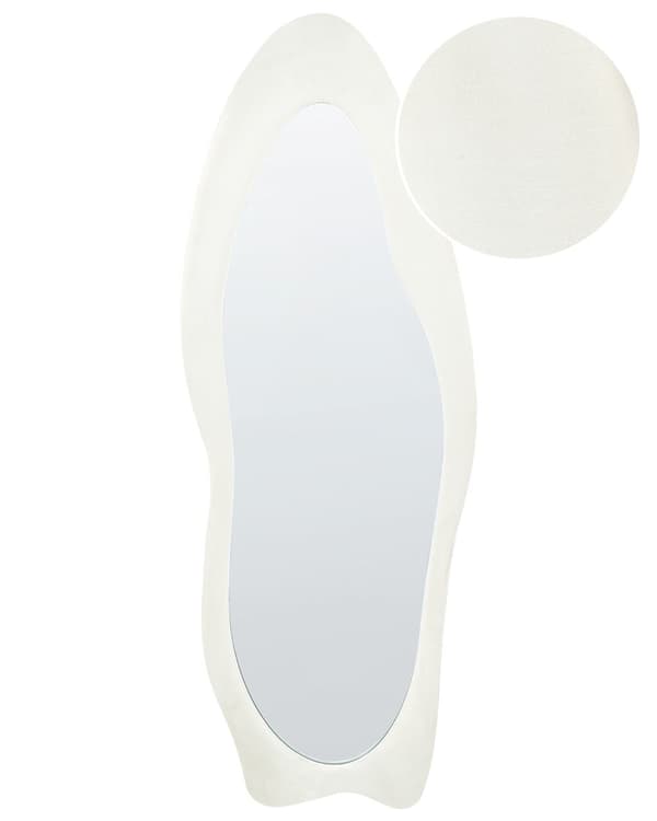 Väggspegel Vit MDF-ram Glas Sammet 57 x 160 cm Oregelbunden Form Dekorativ Väggmonterad Accent Modern Stil