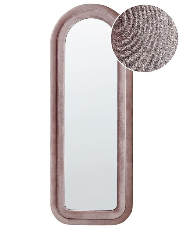 Väggspegel Rosa MDF-ram Glas Sammet 60 x 160 cm Oregelbunden Form Dekorativ Väggmonterad Spegel Accent Modern Stil Vardagsrum Sovrum