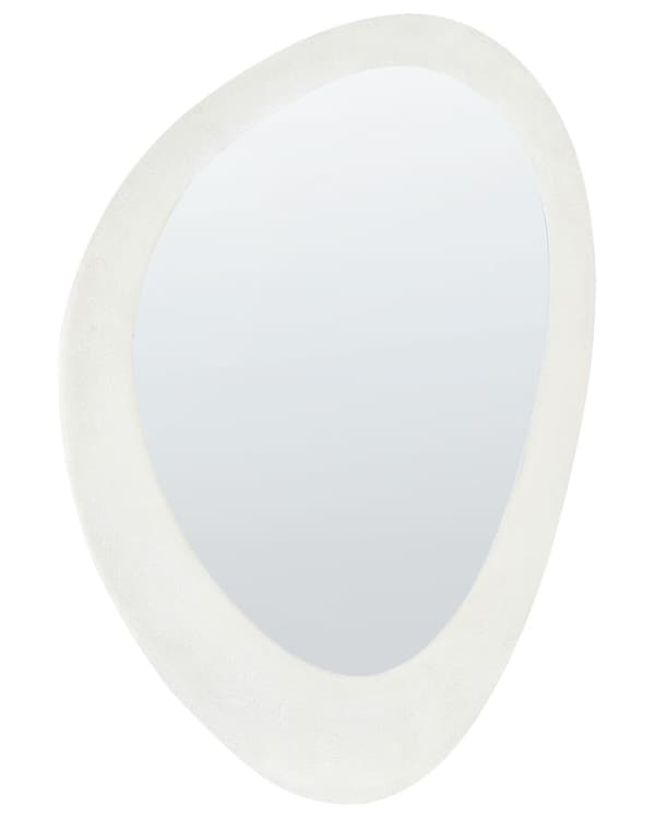 Väggspegel Vit MDF-ram Glas Sammet 60 x 90 cm Oregelbunden Form Dekorativ Väggspegel Accent Modern Stil Vardagsrum Sovrum