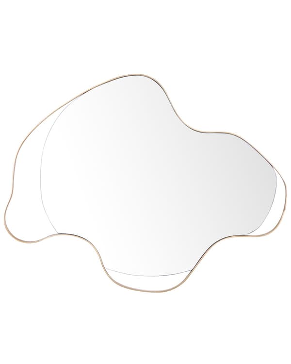 Väggspegel Guld Järn Glas 77 x 59 cm Oval Dekorativ Hängande Spegel Dekor Modern Minimalistisk Vardagsrum Sovrum Hall