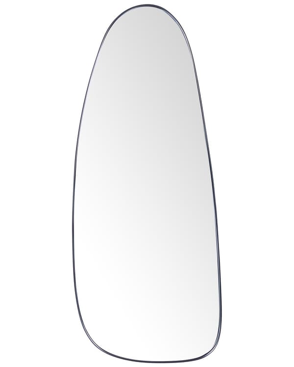 Väggspegel Svart Järn Glas 39 x 95 cm Oval Dekorativ Hängande Spegel Dekor Modern Minimalistisk Vardagsrum Sovrum Hall
