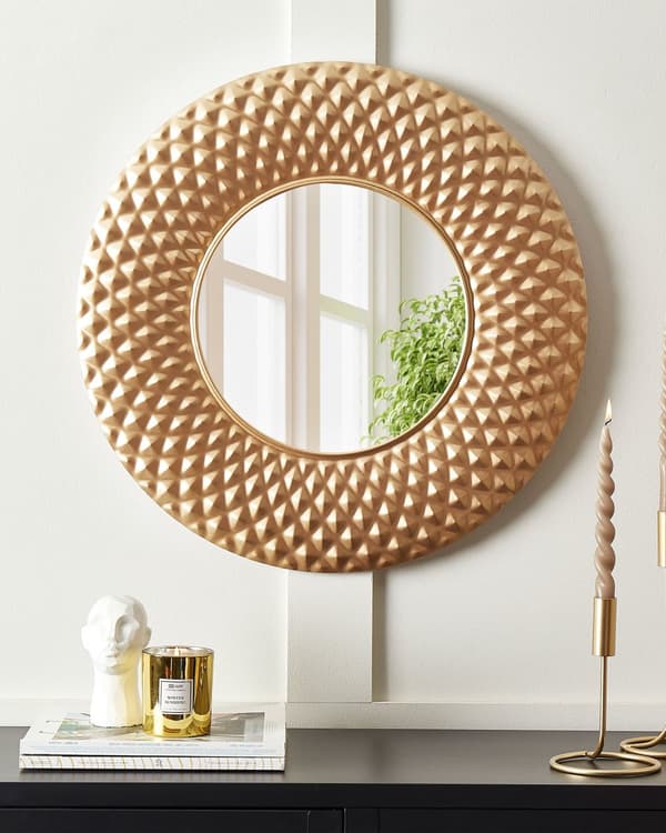 Accentspegel Guld Metall 60 cm Väggmonterad Hängande Dekorativt Tillbehör Modern Glam Vardagsrum Hall