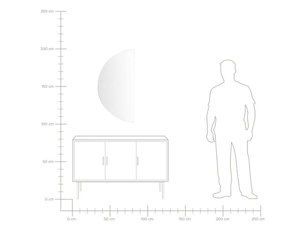 Veggspeil med LED-belysning 50 x 100 cm Halvrundt Moderne Baderom Soverom Sminkelys