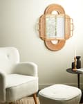 Miniatyrbilde 2 av 5: Veggspeil Lyst tre rotting 70 x 90 cm Hengende Hjemmedekor Design Oval Stue Gang Soverom Boho Moderne