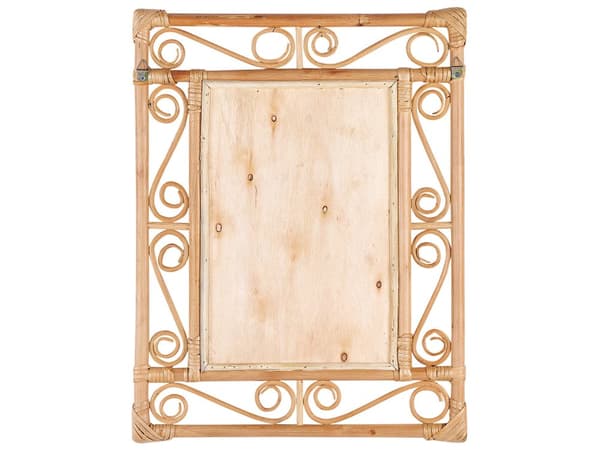 Väggspegel Ljus Trä Rotting 41 x 52 cm Hängande Heminredning Design Rektangulär Vardagsrum Hall Sovrum Boho Modern