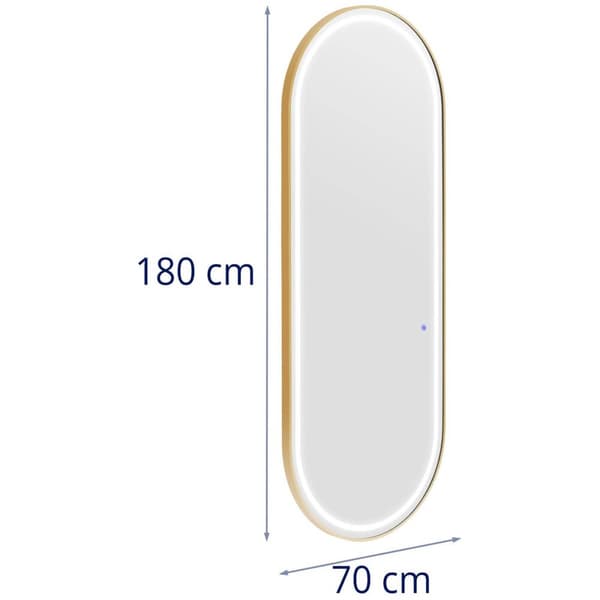 physa - Frisörspegel - LED-belysning - Extra platt - Oval - 70 x 4 x 180 cm