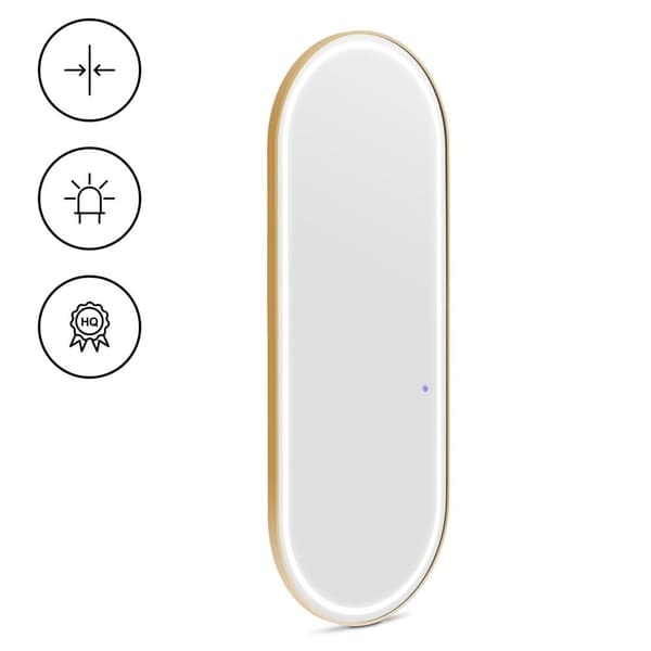 physa - Frisörspegel - LED-belysning - Extra platt - Oval - 70 x 4 x 180 cm
