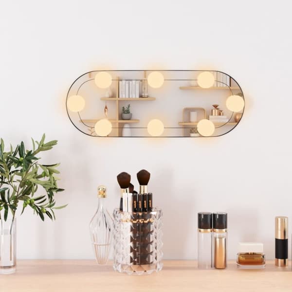 vægspejl med LED-lys 15x40 cm oval glas