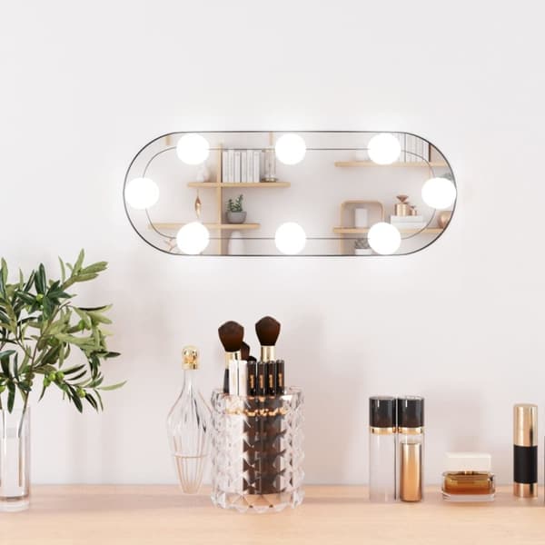 vægspejl med LED-lys 15x40 cm oval glas