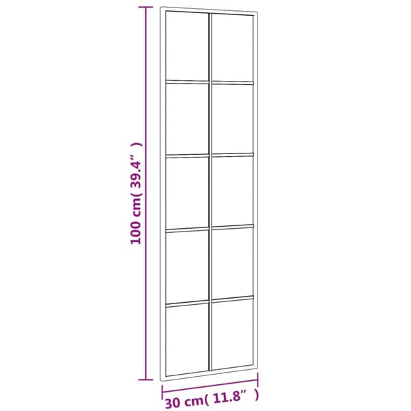 vægspejl 30x100 cm rektangulært jern sort