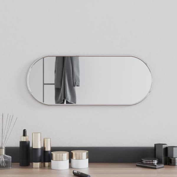 vægspejl 50x20 cm oval sølvfarvet