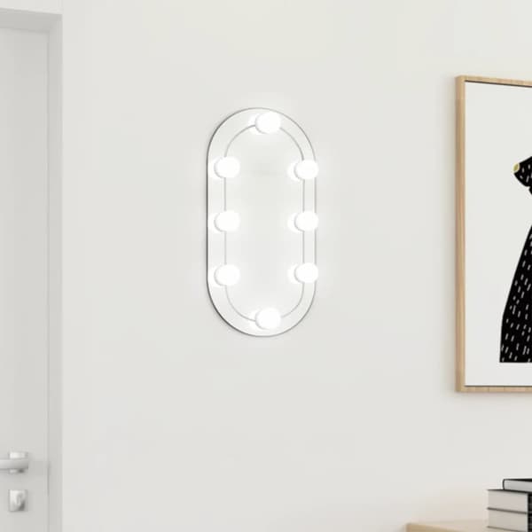 spejl med LED-lamper 40x20 cm oval glas