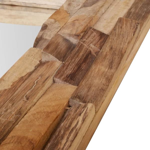 dekorativt spejl i teak 90 x 60 cm rektangulært