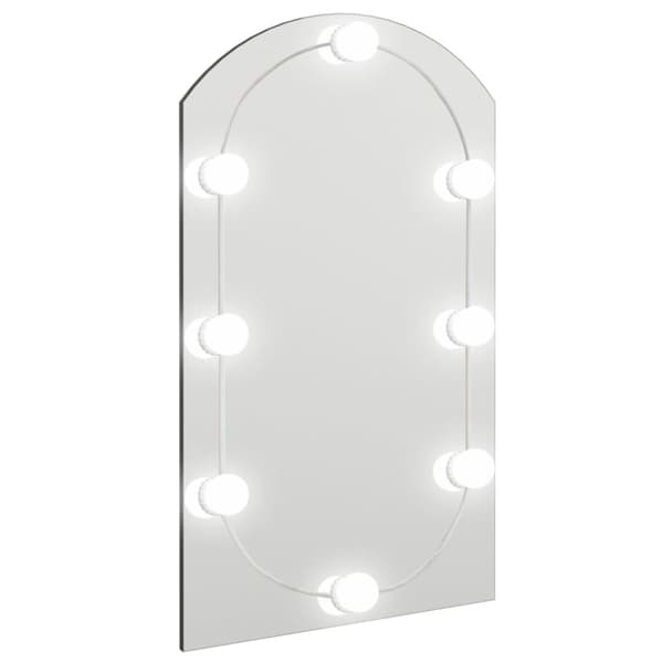 Spegel med LED-lampor 70x40 cm glas valvformad (335864+326088)