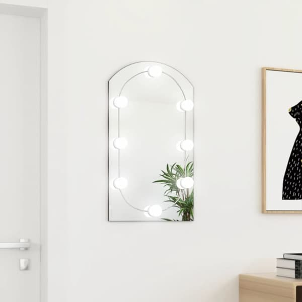 Spegel med LED-lampor 70x40 cm glas valvformad (335864+326088)