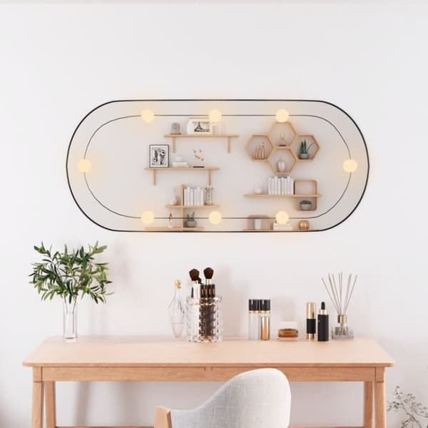 vægspejl med LED-lys 40x90 cm oval glas