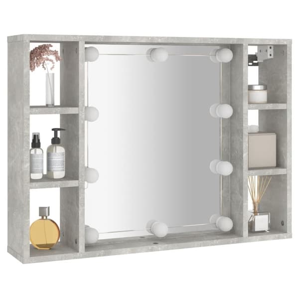 Peilikaappi LED-valoilla betoninharmaa 76x15x55 cm